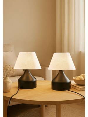 PremiumPort Modern Metal Gövdeli 2'li Abajur Set, Şık ve Zarif Tasarım