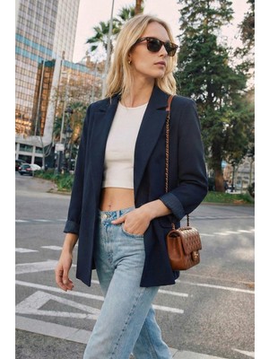 Lela Regular Fit Kruvaze Yaka Desenli Astar Detaylı Ceket Bayan Ceket 6927560