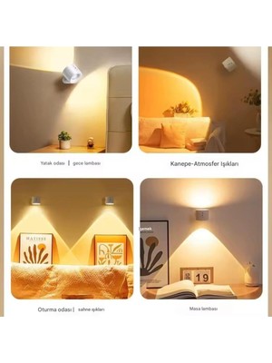 PremiumPort 360° Dönen Çok Renkli Işıklı Duvar ve Masa Lambası, El Feneri