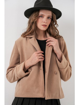 Bigdart Kadın Kısa Kaşe Ceket 0725 - Bisküvi