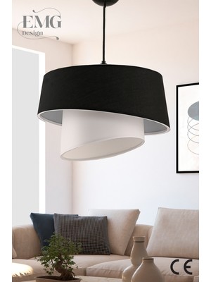 PremiumPort Modern Kumaş Başlıklı 2 Katlı Çok Amaçlı Avize, Şık ve Işıltılı Tasarım