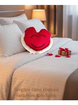 Yarımada Kadın Kooperatifi ​sevgililer Gününe Özel Sarılabilen Kalp Yastık – Yumuşak Polar Kumaş, 27X25 cm
