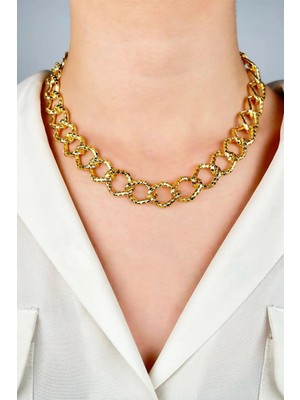 Sose Moda Ezme Model Baklava Zincir Kolye - Gold