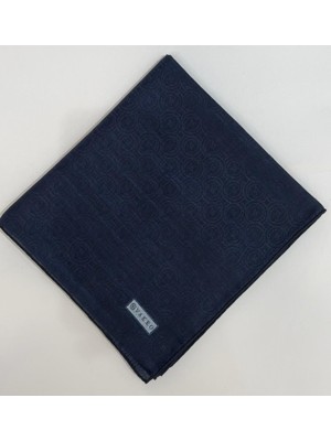 Vakko Pamuk Ipek Monogram Eşarp 41727-LACIVERT