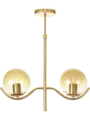 PremiumPort Modern Gold Kaplama Bal Camlı Salon Oturma Odası Avizesi, Şık ve Zarif Tasarım