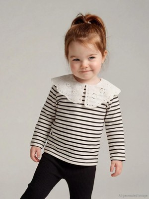 LC Waikiki Ekru Bebe Yaka Kız Bebek Bluz ve Tayt  (S6)