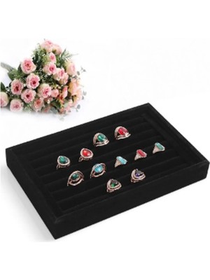 Megass Dekor Tunus Model Süet Kumaş Siyah Renk 14/22 cm Sosis Yüzük Tablası