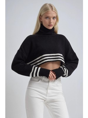 Lijuri Çizgili ve Boğazlı Triko Kazak 1416