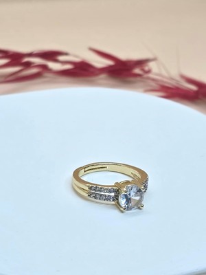 Tek Taş Zirkon Gold Yüzük