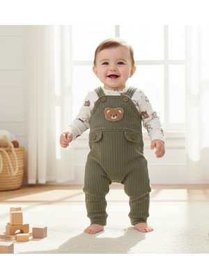 MİNİM  Ayıcık Baskı ve Nakışlı Baskılı Bebe Slopet Takım - Günlük - Bayramlık - Özel Gün