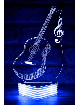 PremiumPort 3D Görünümlü LED Gitar Modeli, Dekoratif ve Işıldayan Aydınlatma