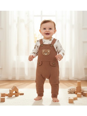 MİNİM  Ayıcık Baskı ve Nakışlı Baskılı Bebe Slopet Takım - Günlük - Bayramlık - Özel Gün