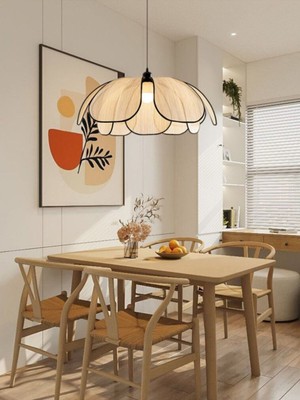 PremiumPort Modern Rattan Çiçek Sarkıt Avize, Boheme Stil, Oturma ve Mutfak Aydınlatması