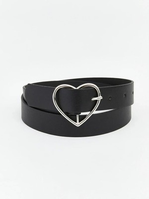 LC Waikiki Siyah Kalp Tokalı Kız Çocuk Kemer  (S6)