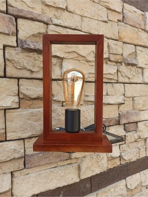 PremiumPort Modern Rustik Ahşap Masa Lambası, Şık ve Zarif Abajur Tasarımı