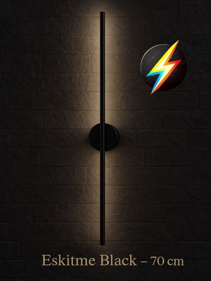 PremiumPort Modern 70 cm Siyah Günışığı LED Duvar Aplikı, Şık ve Şık Tasarım