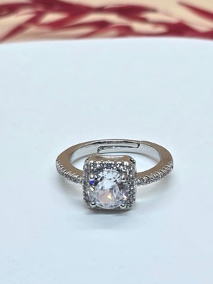 Silver Renk Sıralı Tek Taş Yüzük