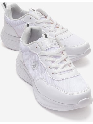 Ccway Çift Şerit Dikişli Anorak Kadın Spor Ayakkabı Beyaz Beyaz