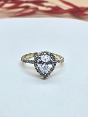 Tek Taş Modern Gold Renk Yüzük