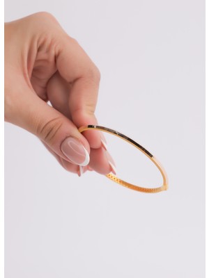 Narin Mücevherat Nar-In Altın Mücevherat Bilezik Görünümlü Modern Altın Kelepçe 05