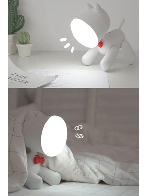 PremiumPort Şarjlı Köpek Temalı Gece Masa Lambası, Çocuk Odası Için LED Işıklı