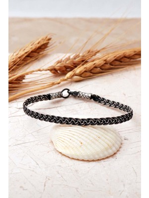 Sümer Telkari Kazaziye Işlemeli Örgü Elişi 1000 Ayar Gümüş 20 cm Erkek Bileklik 4838