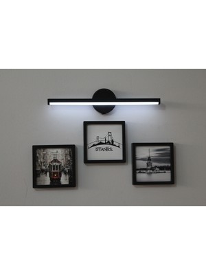 PremiumPort Kare Çerçeve Siyah Kendinden Resimli ve Yapışkanlı Pilli Aplik Set 14X14