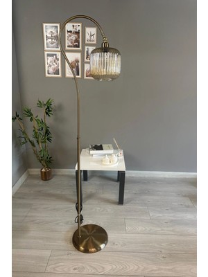 PremiumPort Renkli Cam Lambader, Metal Gövde, Oturma Odası Zemin Aydınlatması