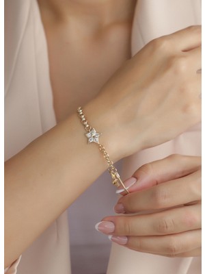 Narin Mücevherat Nar-In Altın Mücevherat Yıldız Figürlü Dorikalı Altın Bileklik 008