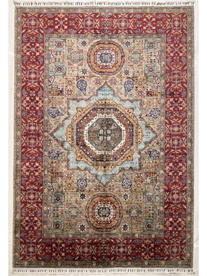 El Dokuma Orijinal Afgan Halı Memlük Desenli Kök Boya