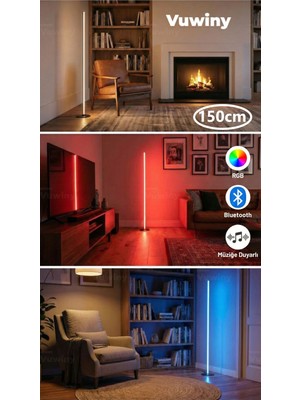 Vuwiny Rgb Mobil Bluetooth Uygulamalı Sese Duyarlı Ayarlanabilir Renk ve Efektli Ayaklı LED Lambader