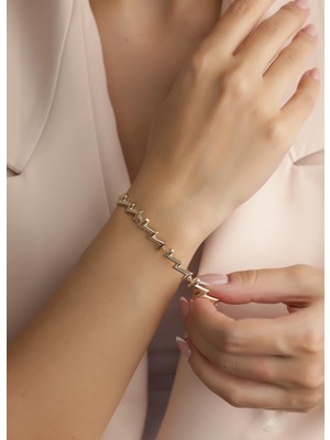 Narin Mücevherat Nar-In Altın Mücevherat Zikzak Motifli Altın Bileklik 034