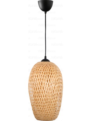 PremiumPort Bohem Bambu Sarkıt Avize 23 cm Rattan Modern Iskandinav Aydınlatma