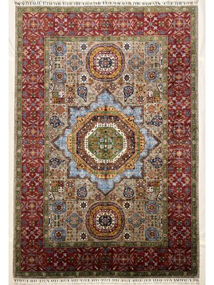 El Dokuma Orijinal Afgan Halı Memlük Desenli Kök Boya