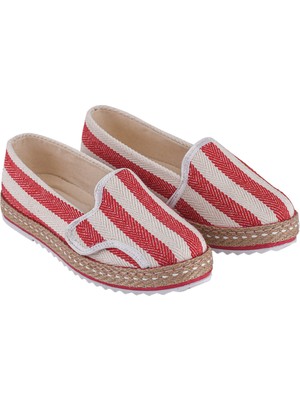 Cotto Shoes Kırmızı-Bej Keten Kadın Sneaker