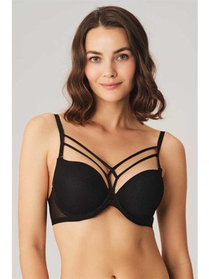 MOTTO10 Butik Balenli Destekli Dolgulu Askıları Çıkabilen Yaka Detaylı T-Shirt Sütyeni