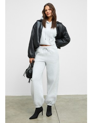 ETHIQUET AYATRE Kadın Organik Pamuklu İçi Polarlı Kapüşonlu Regular Beli Lastikli Karmelanj Alt-Üst Takım