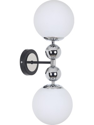 PremiumPort Misket Siyah Krom ve Beyaz Camlı Aplikür, Şık ve Modern Tasarım