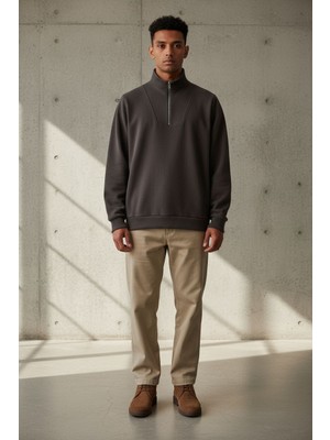 Black Steel Yarım Fermuarlı Balıkçı Yaka Selanik Örgü Erkek Sweatsırt