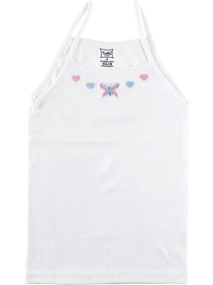 Tutku Kız Çocuk Beyaz 6'lı Paket  Ribana Ip Askılı Atlet ELF568TUT01656-BEYAZ-4