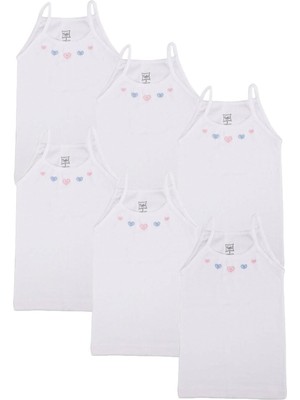 Tutku Kız Çocuk Beyaz Ip Askılı Atlet Rahat Kesim ve Nefes Alabilir Özellikte 7-8 Yaş