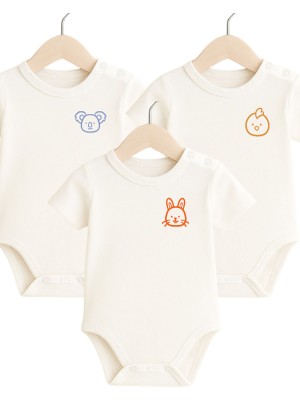 Babytex %100 Pamuk Bebek Body & Zıbın Baskılı 3lü Bebek Body Zıbın - Civciv Tavşan Koala