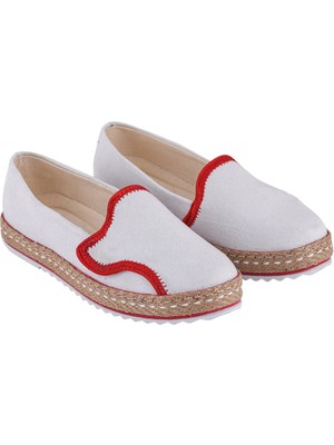 Cotto Shoes Beyaz Keten Kadın Sneaker