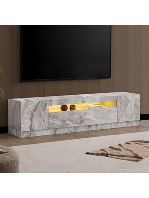 Setay Blesk Tv Ünitesi, 180 cm Ege Ledli Tv Sehpası Kapaklı Ünite