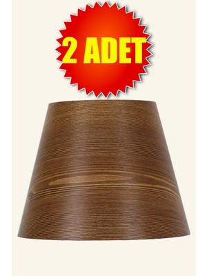 PremiumPort Ahşap Desenli Modern Ikili Abajur Şapkası, Şık ve Şık Tasarım