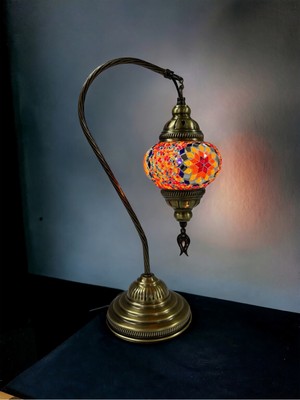 PremiumPort Otantik Deveboynu Mozaik Masaüstü Lamba, Renkli ve Şık Tasarım