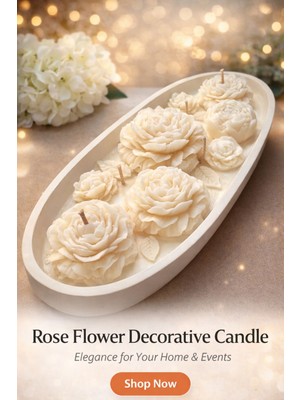 NİLCANDLE Gül ve Şakayık Çiçeği Tasarımlı Dekoratif Mum Seti – Oval Kase Içinde Şık ve Zarif Sunum