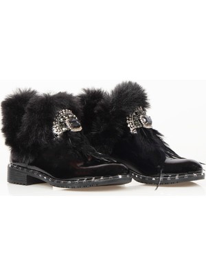 Nemesis Shoes Kadın Bot Siyah Kürk Detaylı