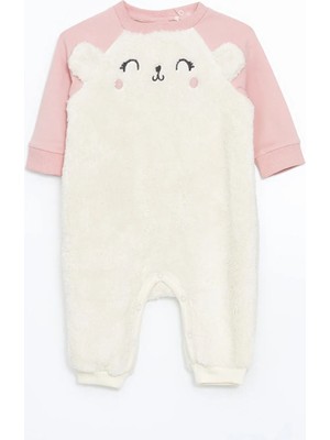 LC Waikiki Lcw Baby Ekru Bisiklet Yaka Pelüş Kız Bebek Tulum