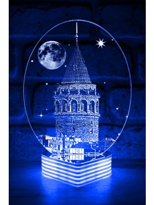 PremiumPort 3D Görünümlü LED Lamba, Galata Kulesi Temalı, Şık ve Modern Tasarım